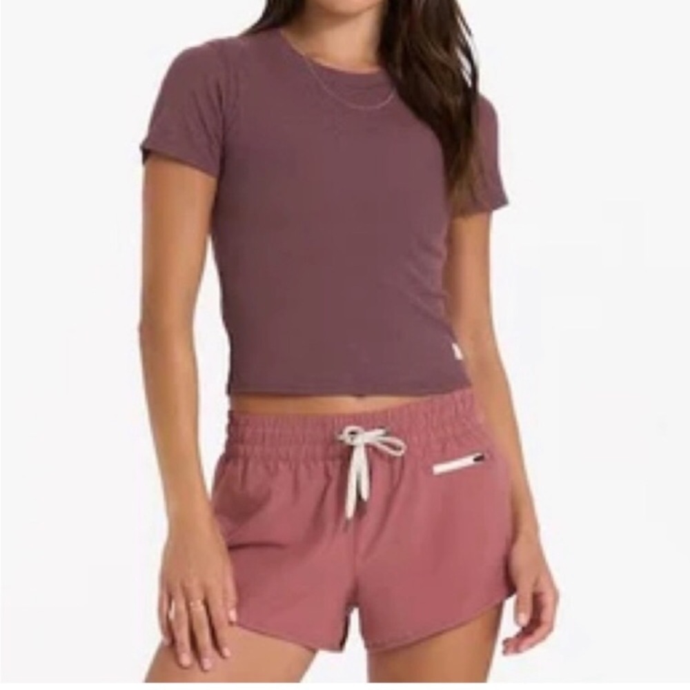 Vuori Pose fitted ribbed tee-Medium heather purple